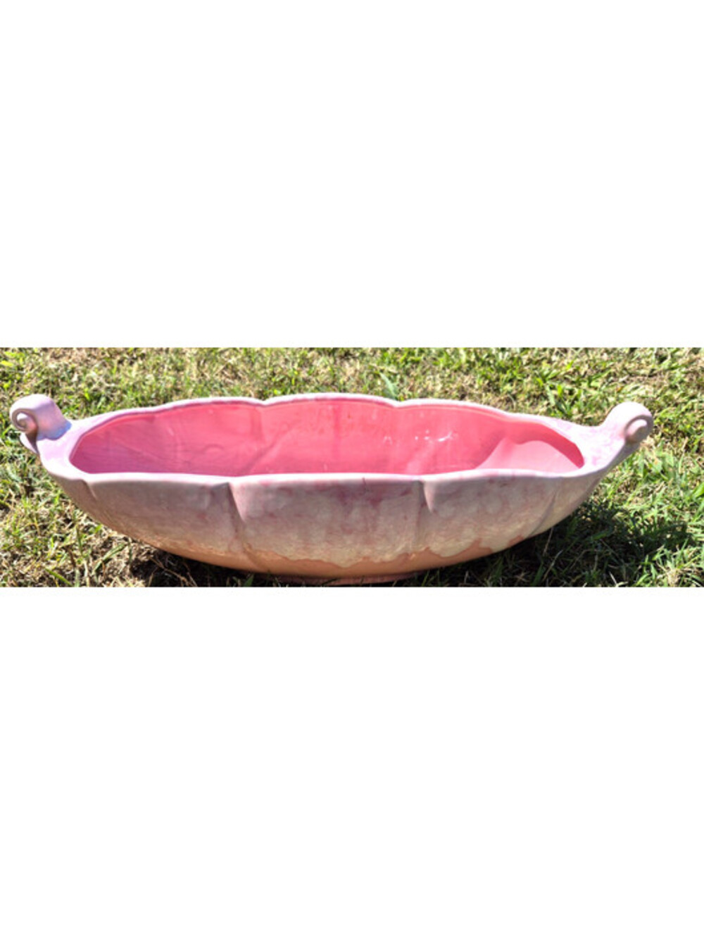 Vintage USA CP 29 Pink & White Drip Glaze long Gondola Planter  17" L x 6" x 4"H
